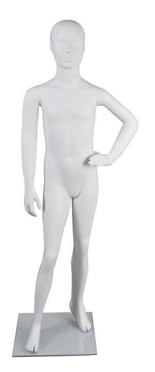 Schaufensterfigur "Bodysculpt" SPORT Kind 10 Jahre stehend, mit moderndem Gesicht, Farbe: weiß