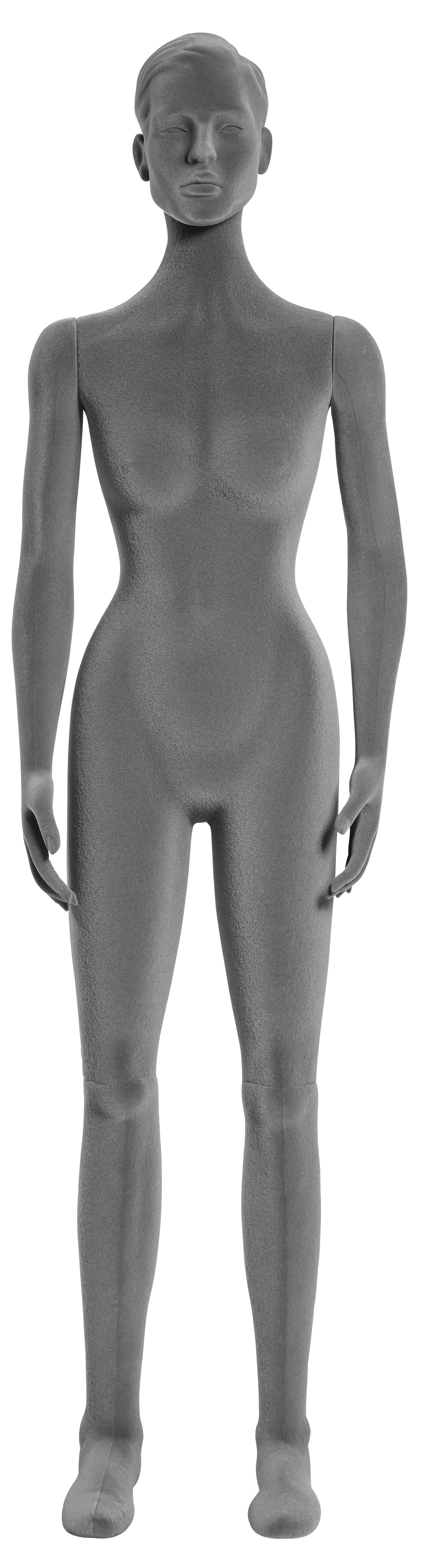 Flexible Damenfigur "Polystar" REALISTISCH, beflockt grau ohne Make-up