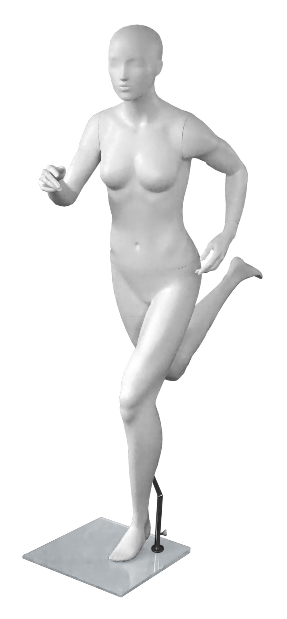 Schaufensterfigur "Bodysculpt" SPORT Dame Läuferin, mit skulpturiertem Kopf, Farbe: weiß