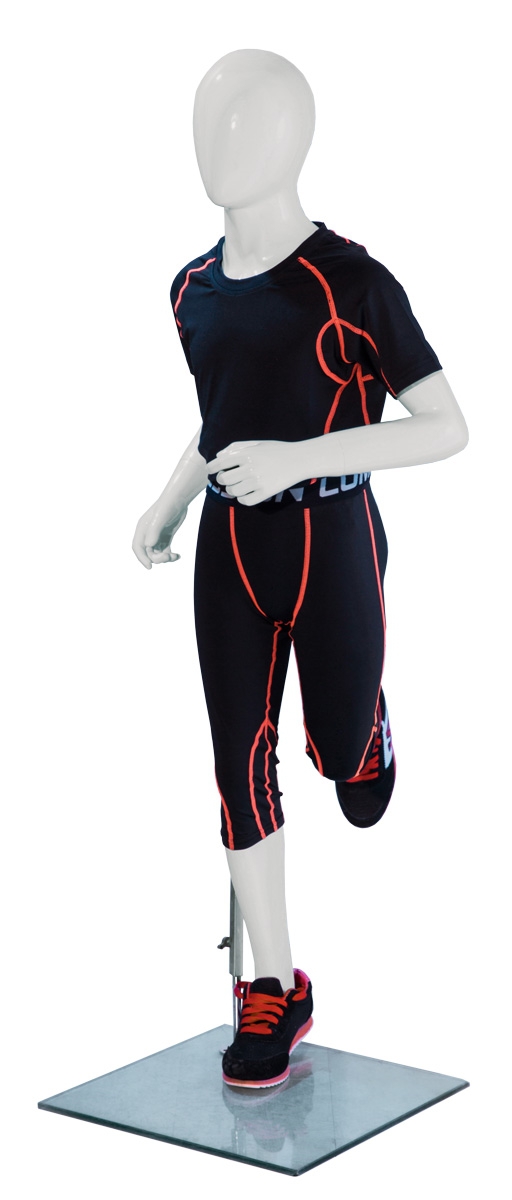 Schaufensterfigur "Bodysculpt" SPORT Kind 10 Jahre laufend, mit modernem Gesicht, Farbe: weiß
