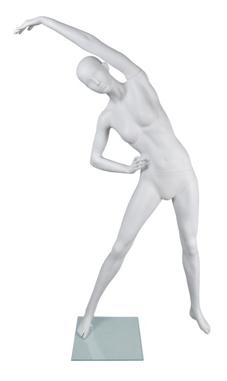 Schaufensterfigur "Bodysculpt" SPORT Dame Gymnastik, mit skulpturiertem Kopf, Farbe: weiß