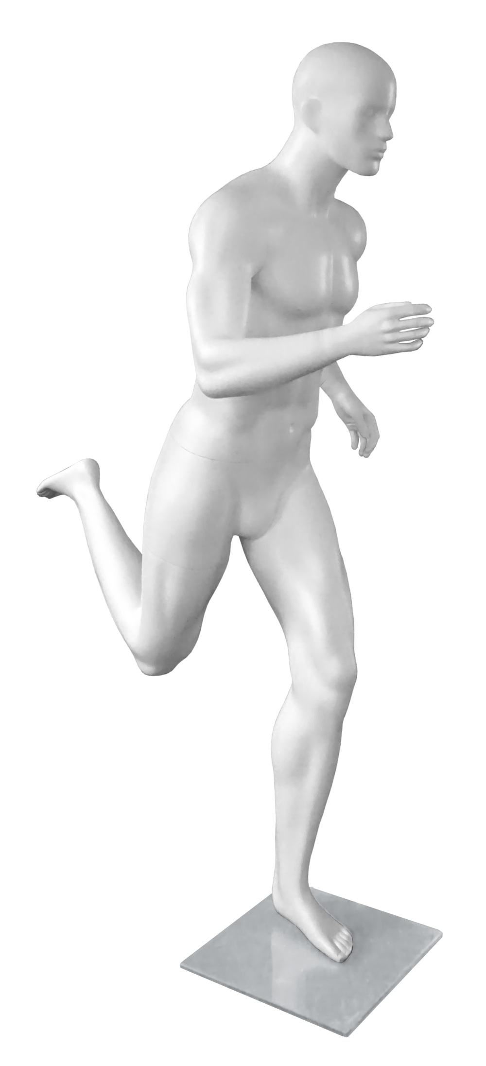 Schaufensterfigur "Bodysculpt" SPORT Herr Läufer mit skulpturiertem Kopf, Farbe: weiß, 