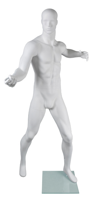Schaufensterfigur "Bodysculpt" SPORT Herr Tennisspieler, mit skulpturiertem Kopf, Farbe: weiß